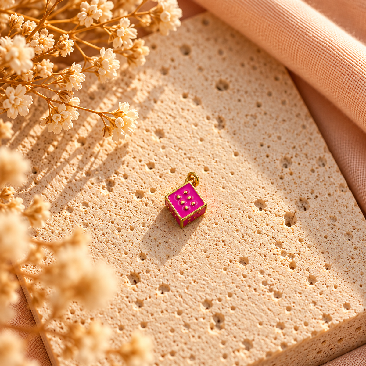 Pink Dice Charm