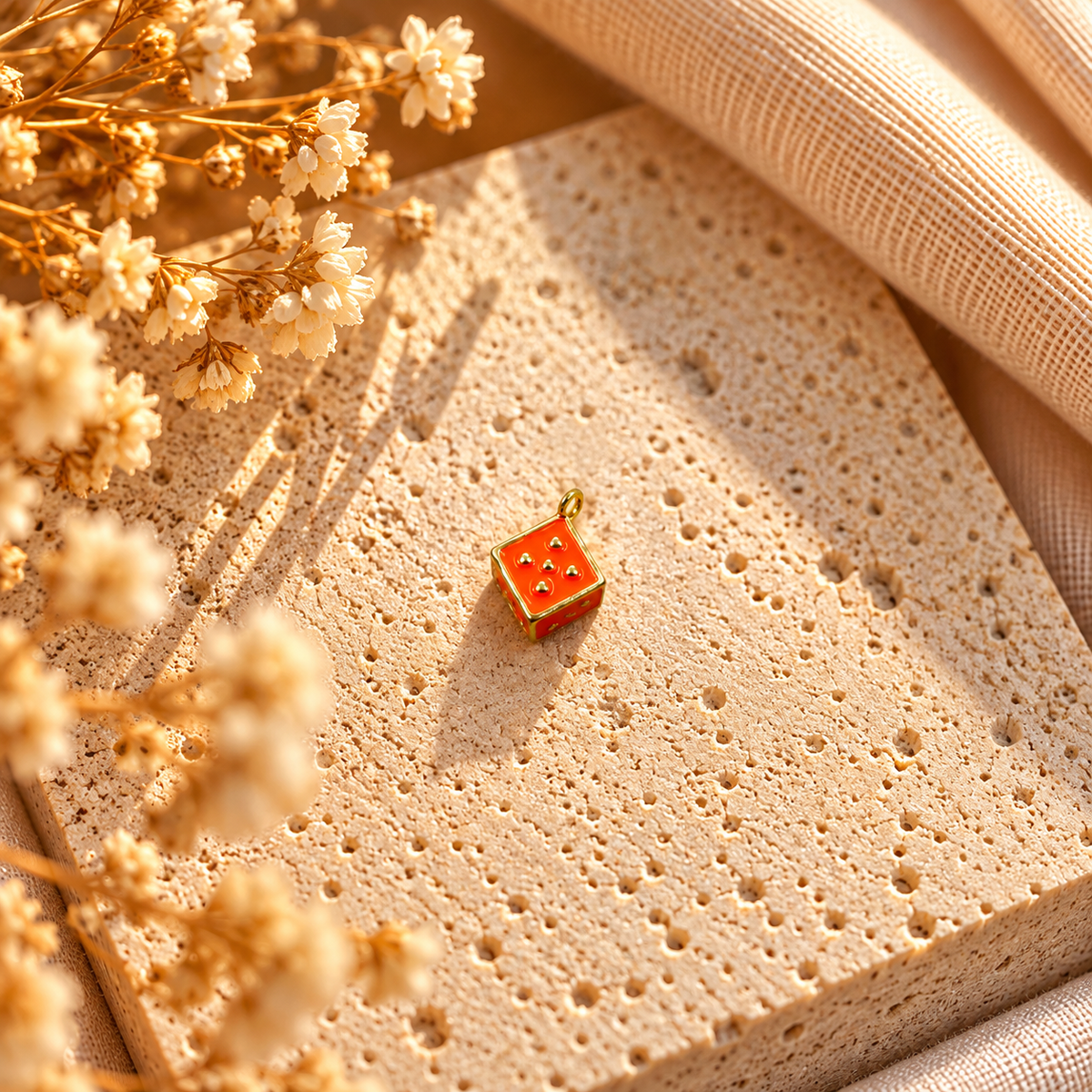 Orange Dice Charm