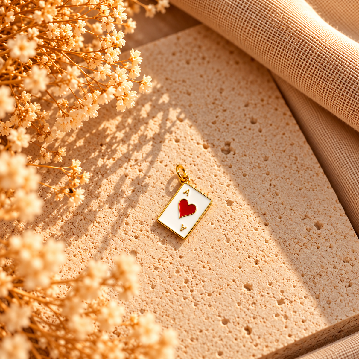 Red Ace Of Heart Charm