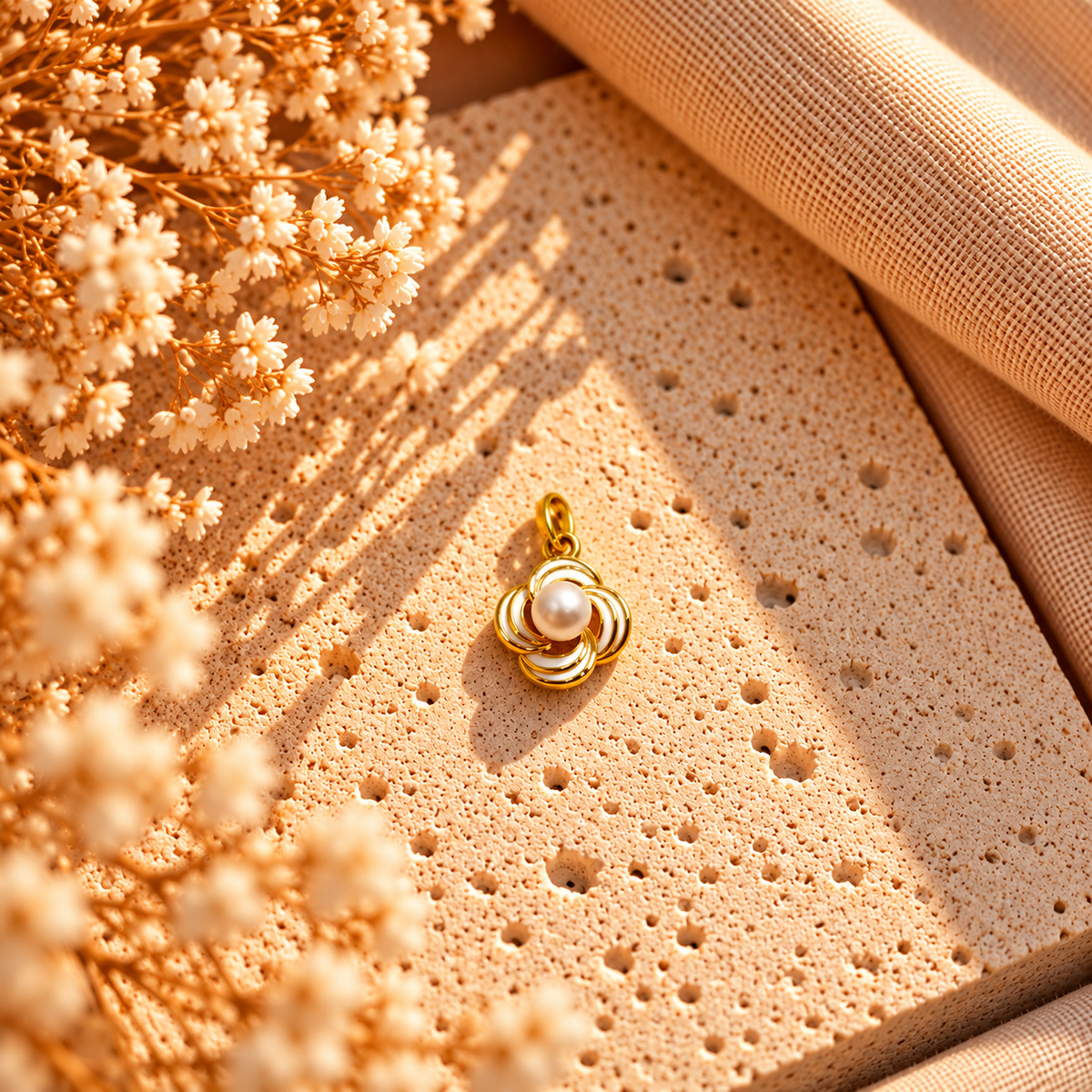 White Floral Pearl Charm
