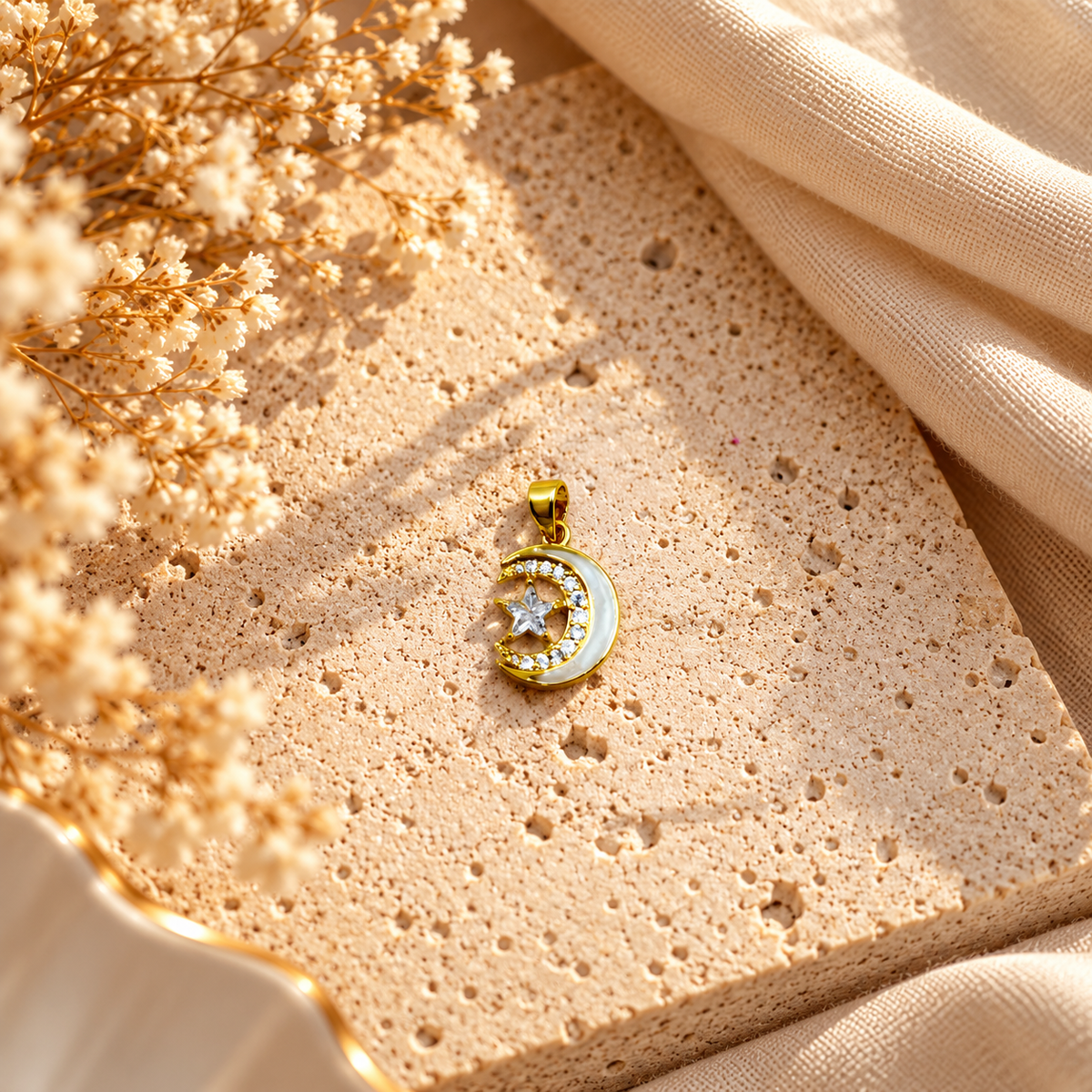 White Sparkling Moon Charm