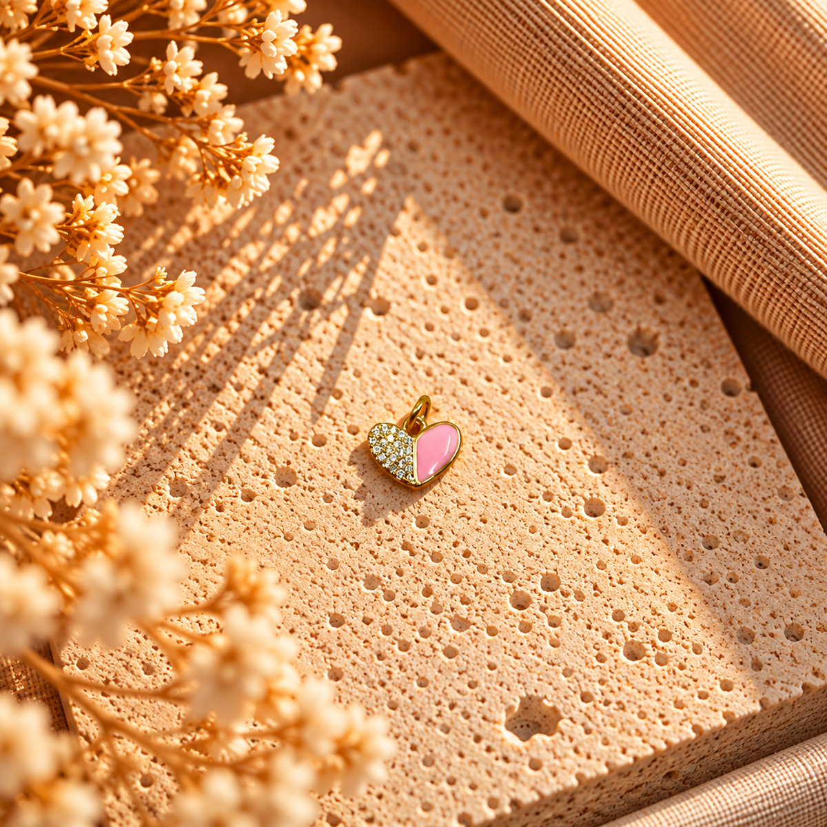 Pink Heart Crystal Charm