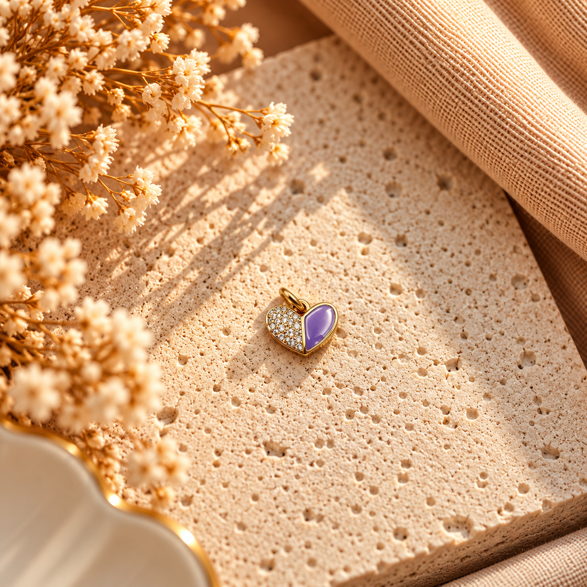 Purple Heart Crystal Charm