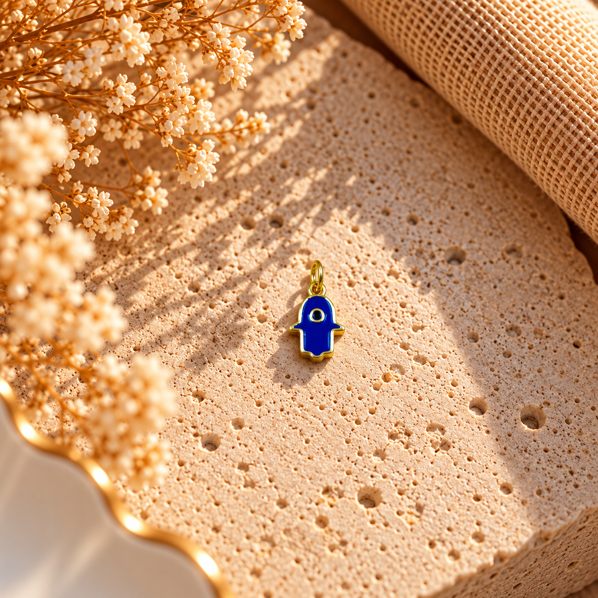 Blue Hamsa Hand Charm