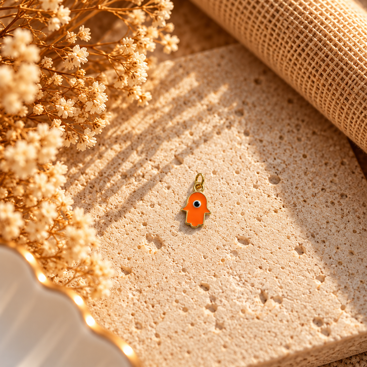 Orange Hamsa Hand Charm