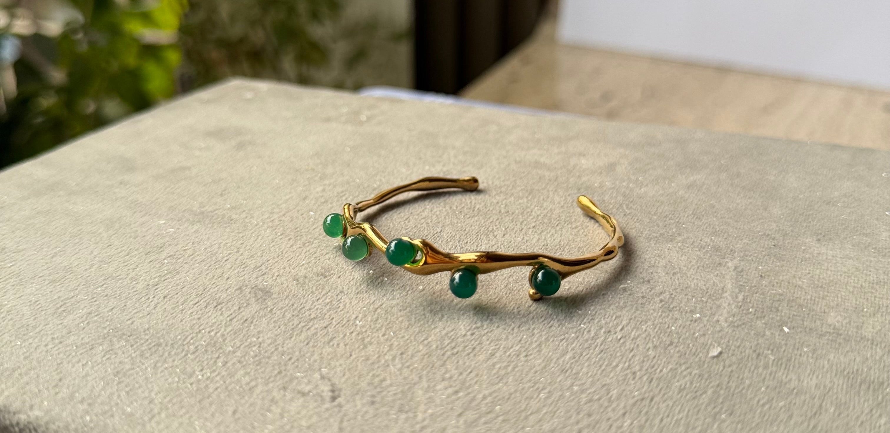 Emerald line gold cuff