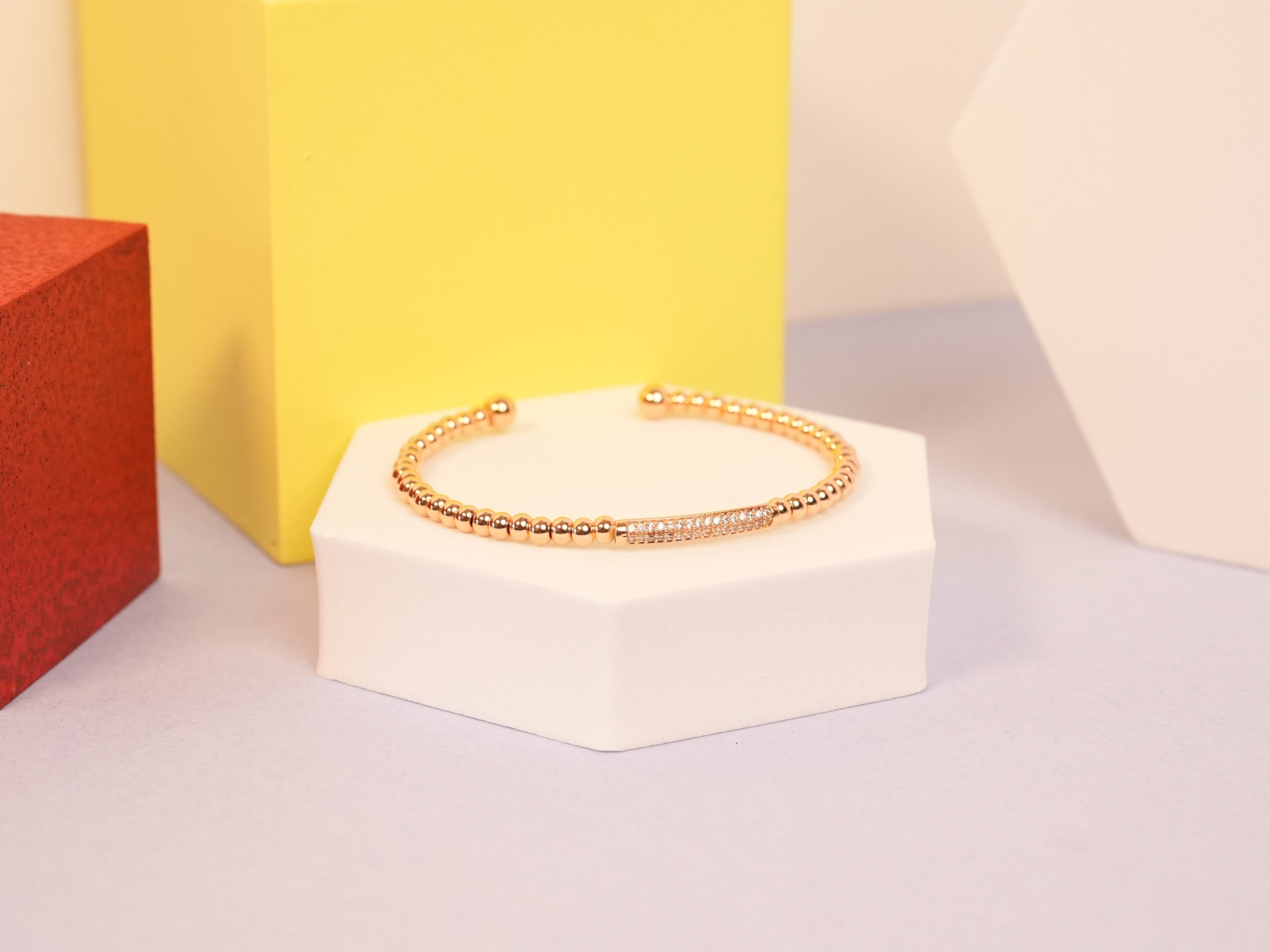 Single Bar Beaded Rosegold