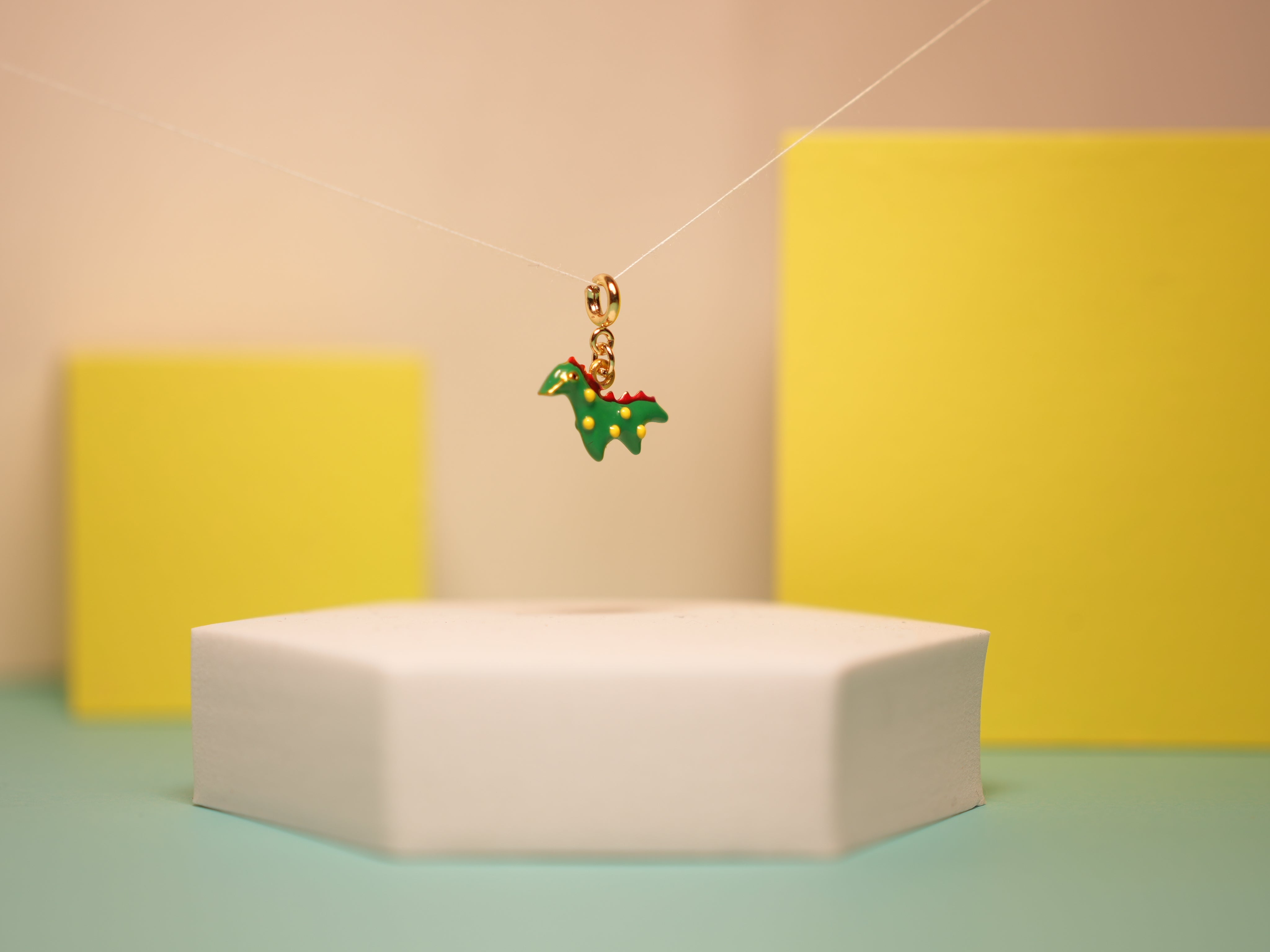 Tiny green rex (Dino) charm