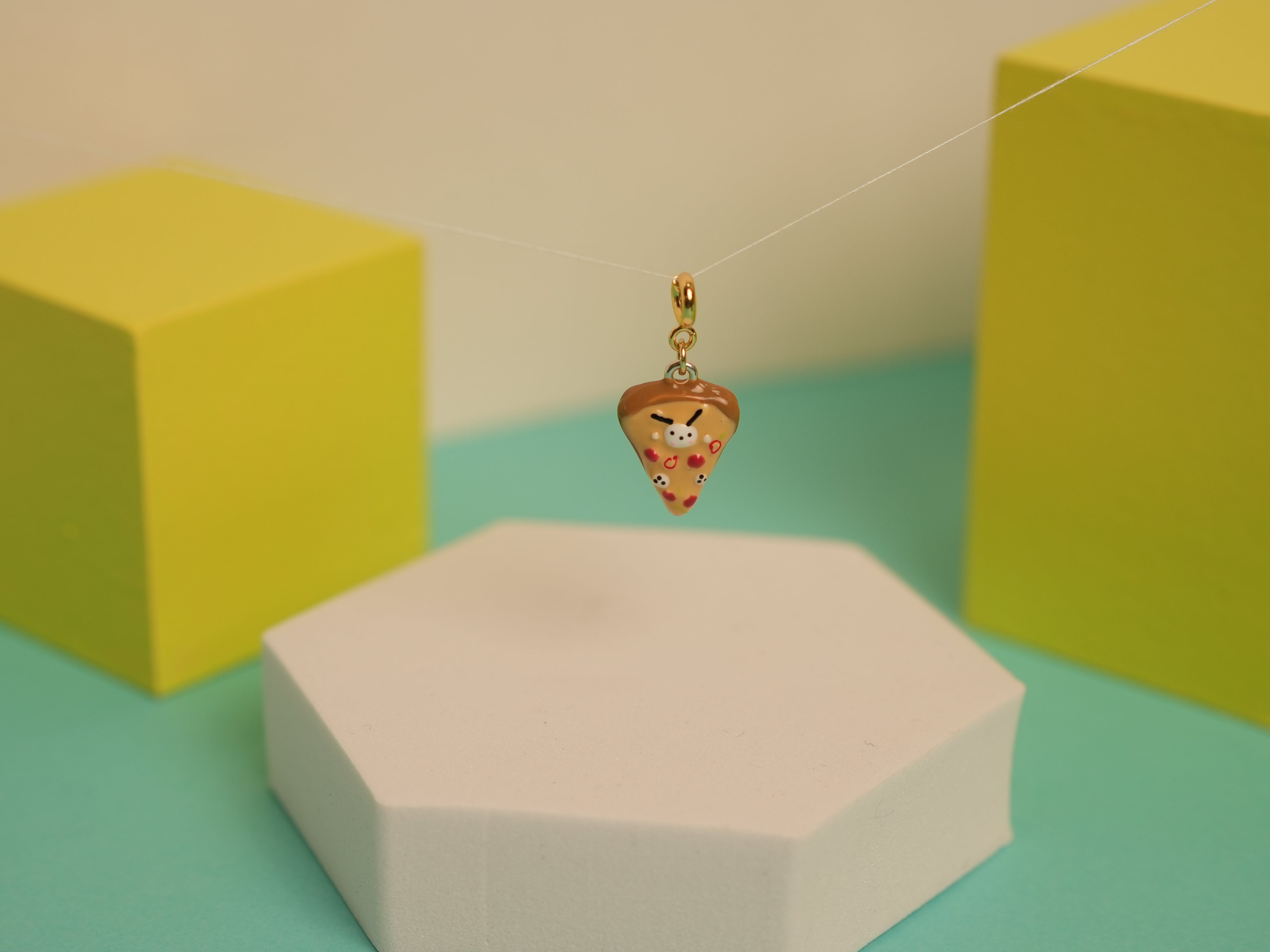 Cheesy pizza slice charm