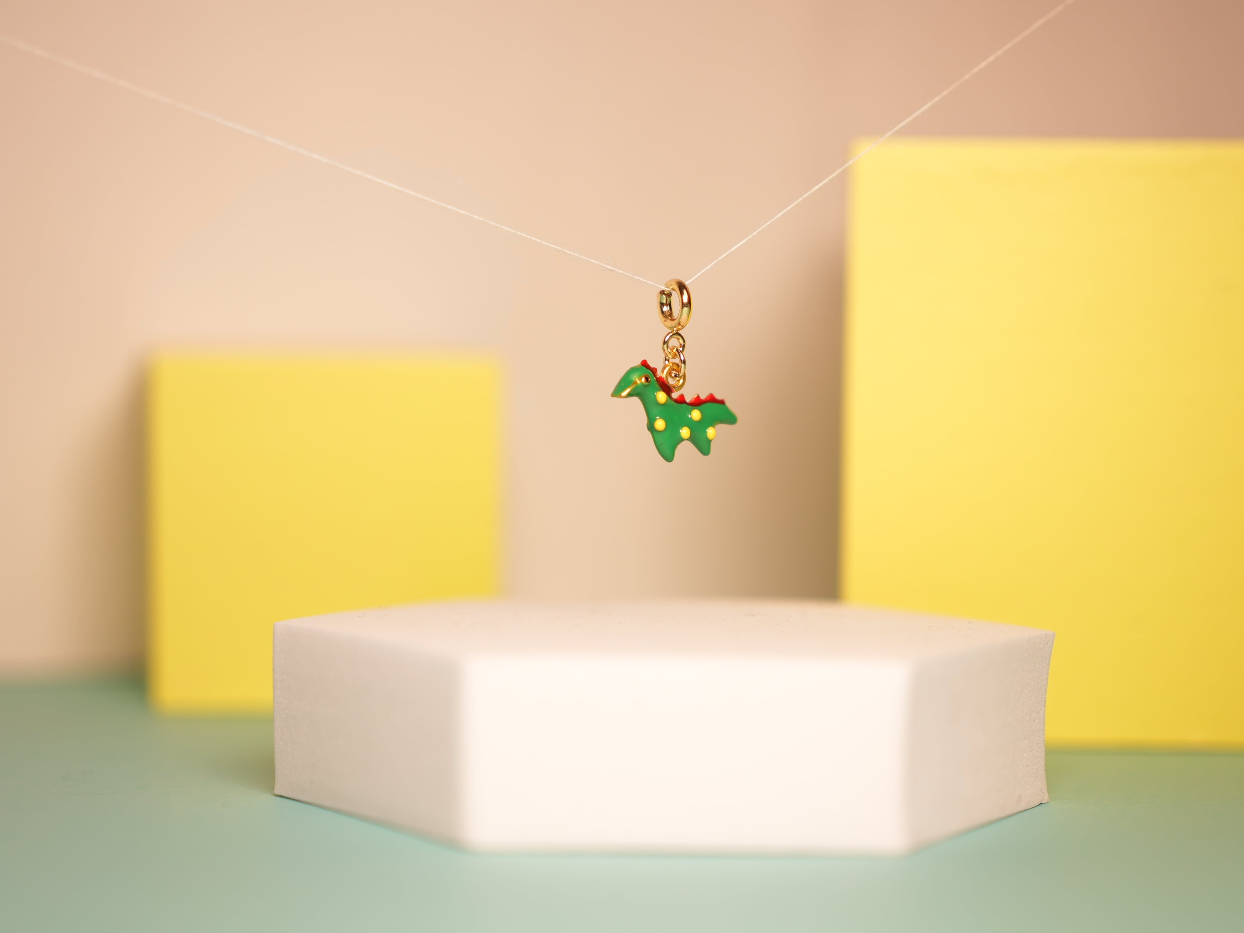 Tiny green rex (Dino) charm