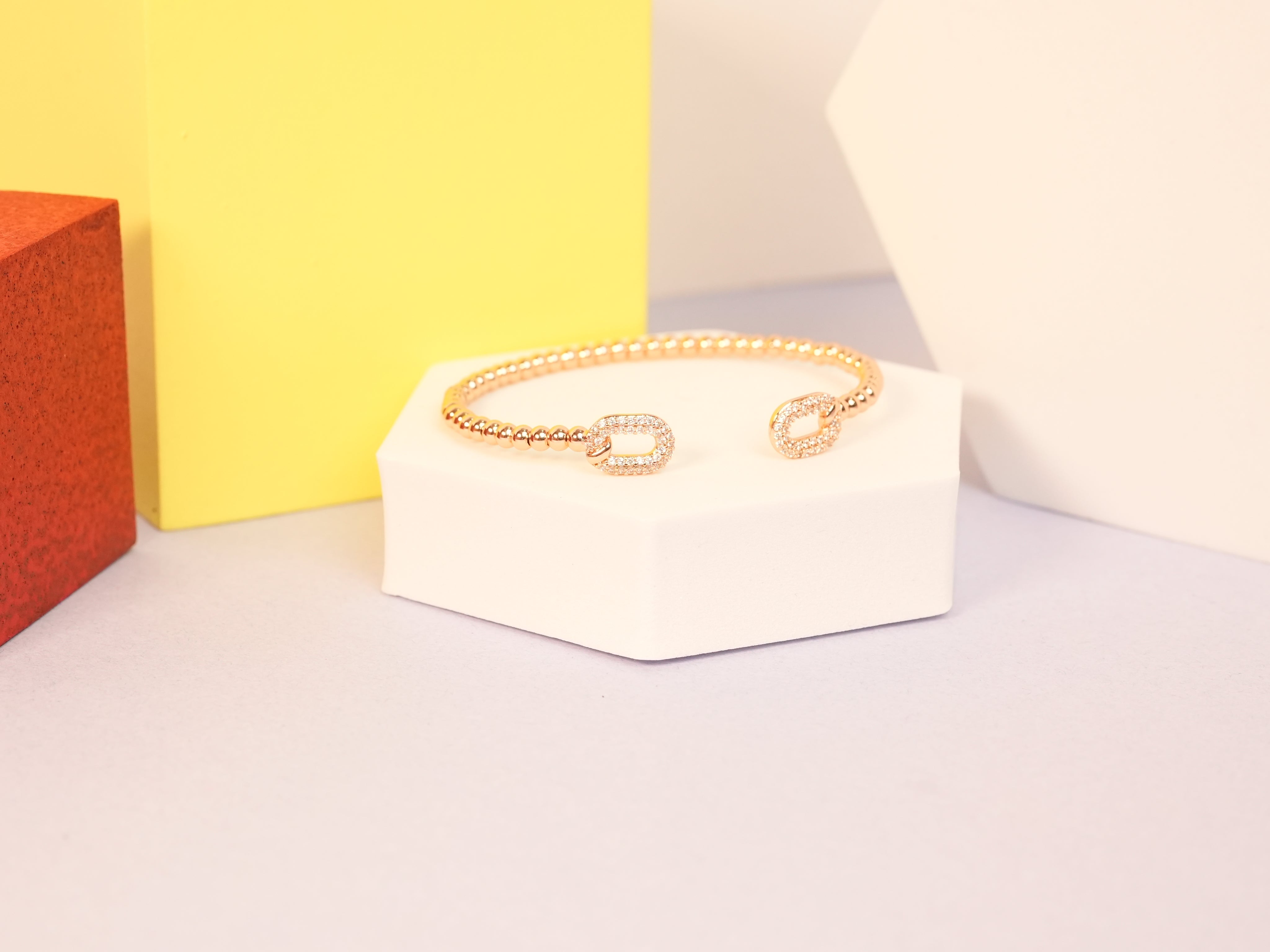 Beaded loop cuff rose gold