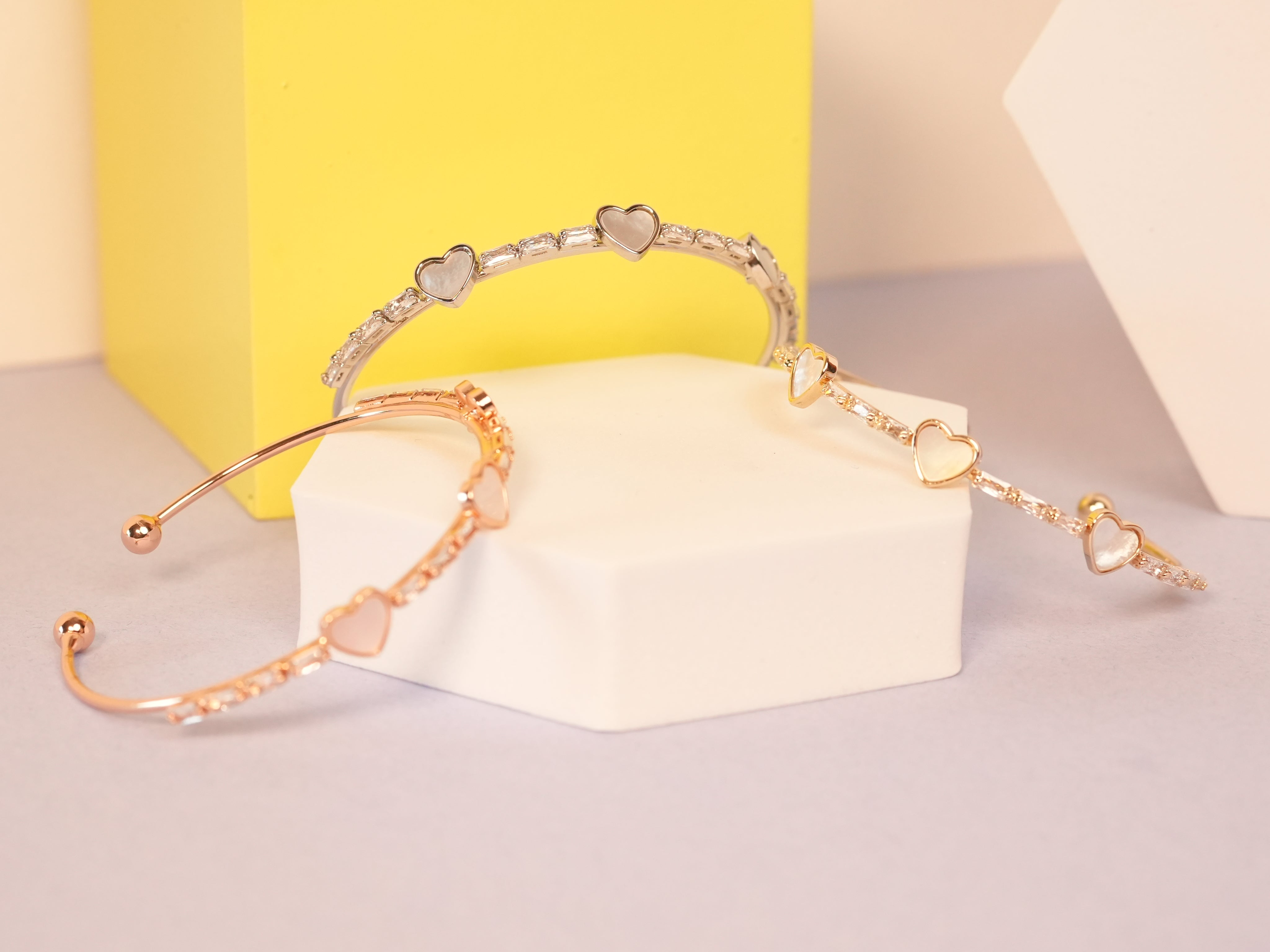 Rose Gold triple heart