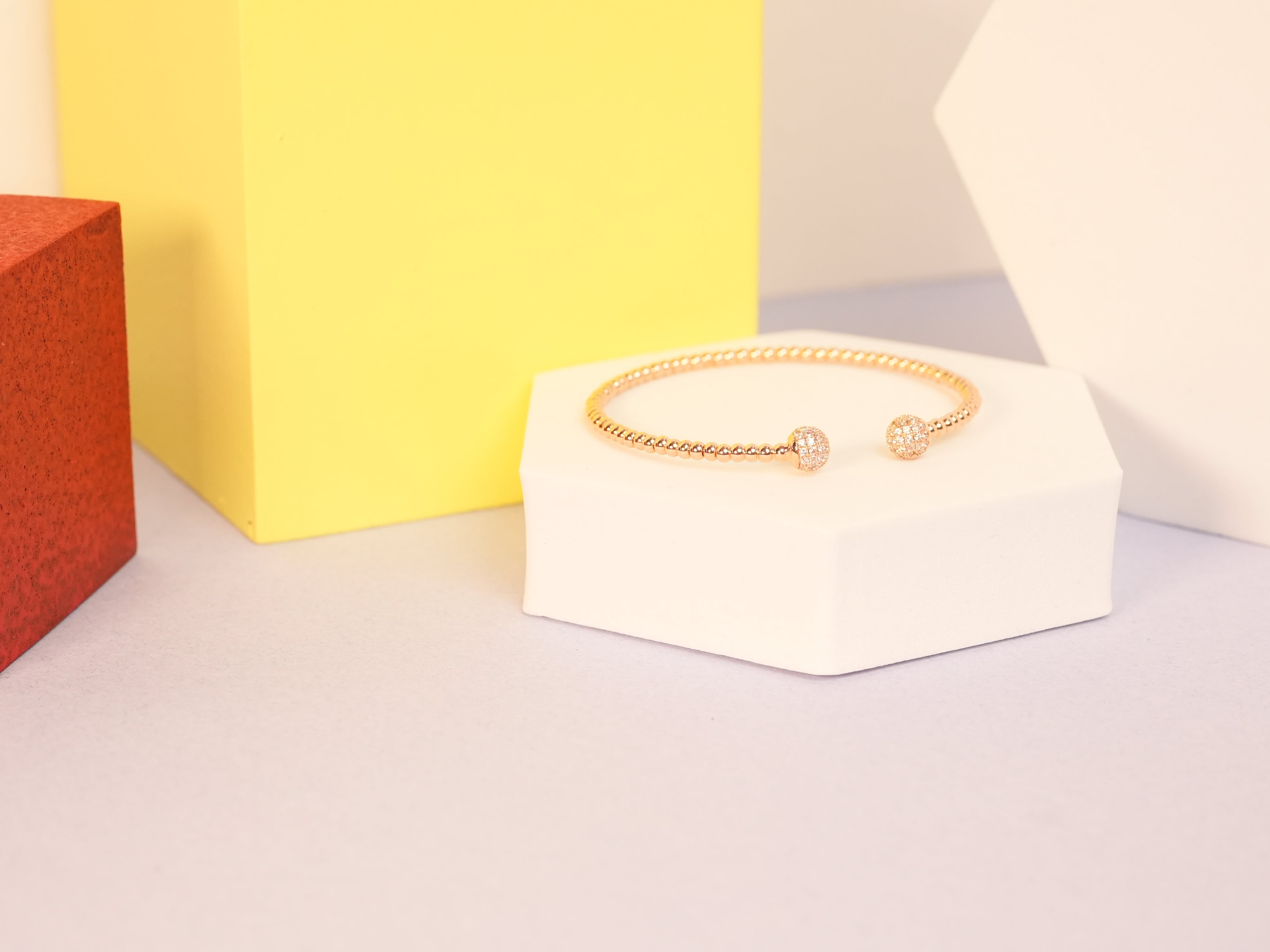 Minimal beaded pave ball Rose Gold