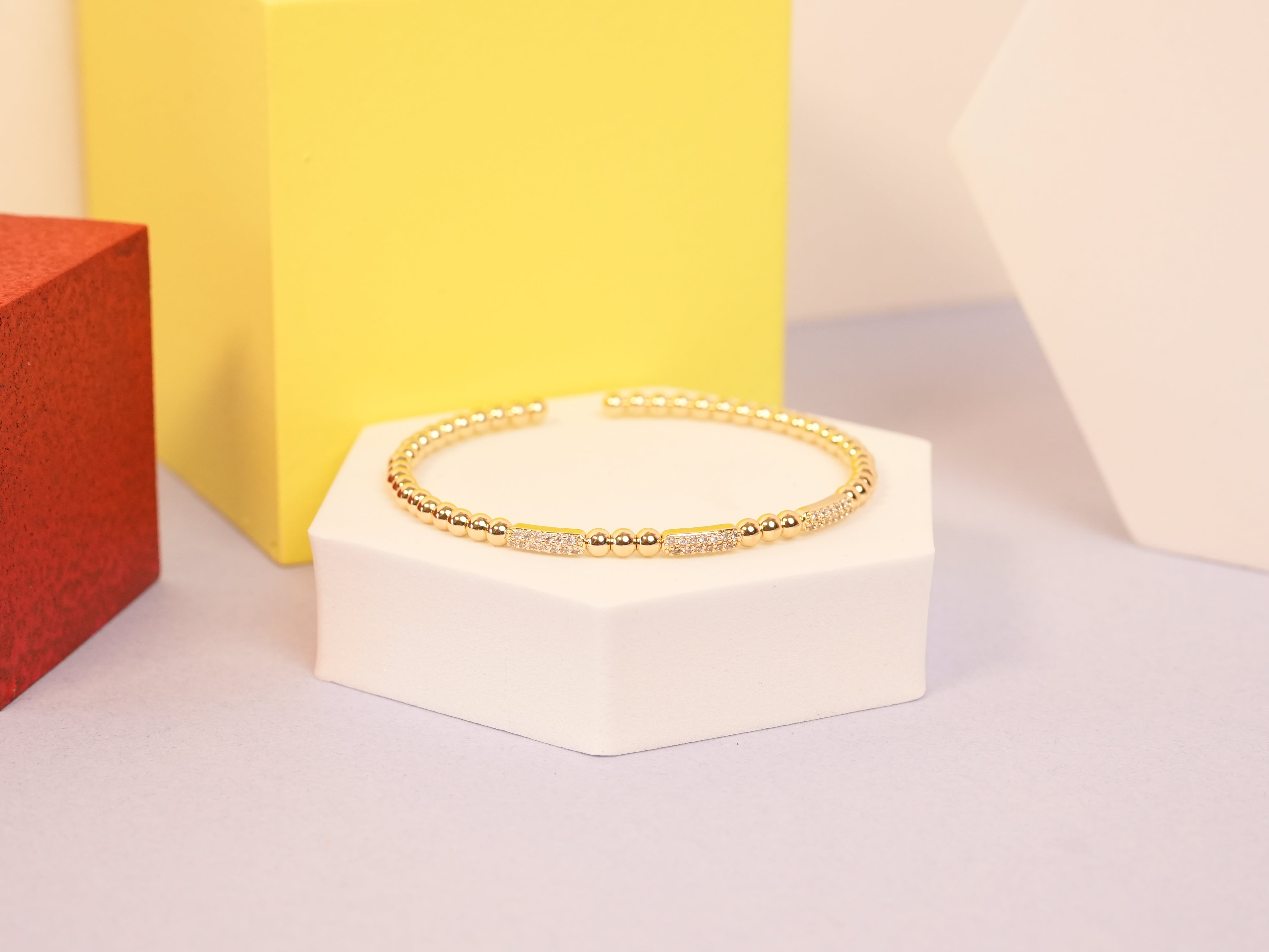 Mini Triple Studded Bar Gold