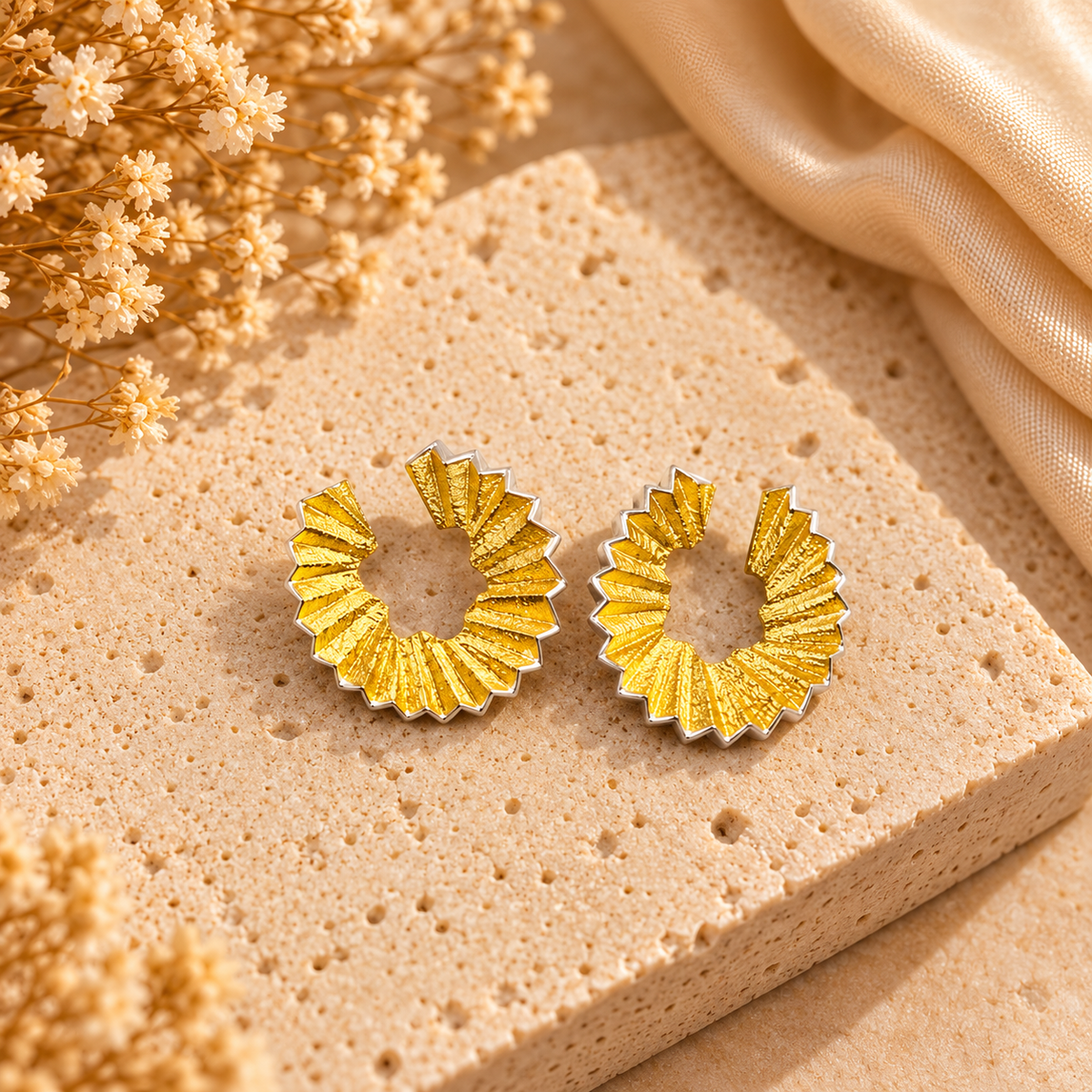 C shaped gold earrings