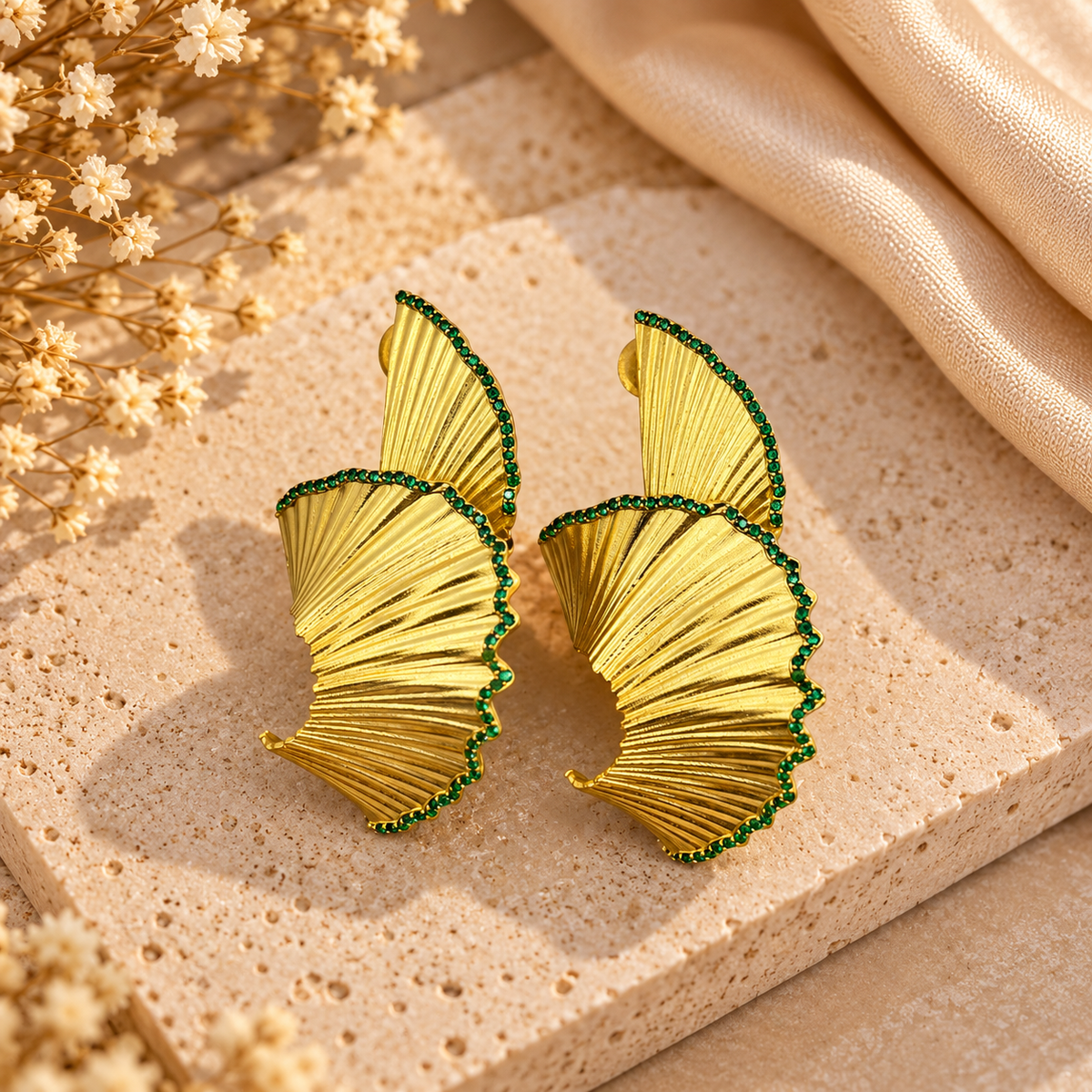 Big Swirl Green Earrings