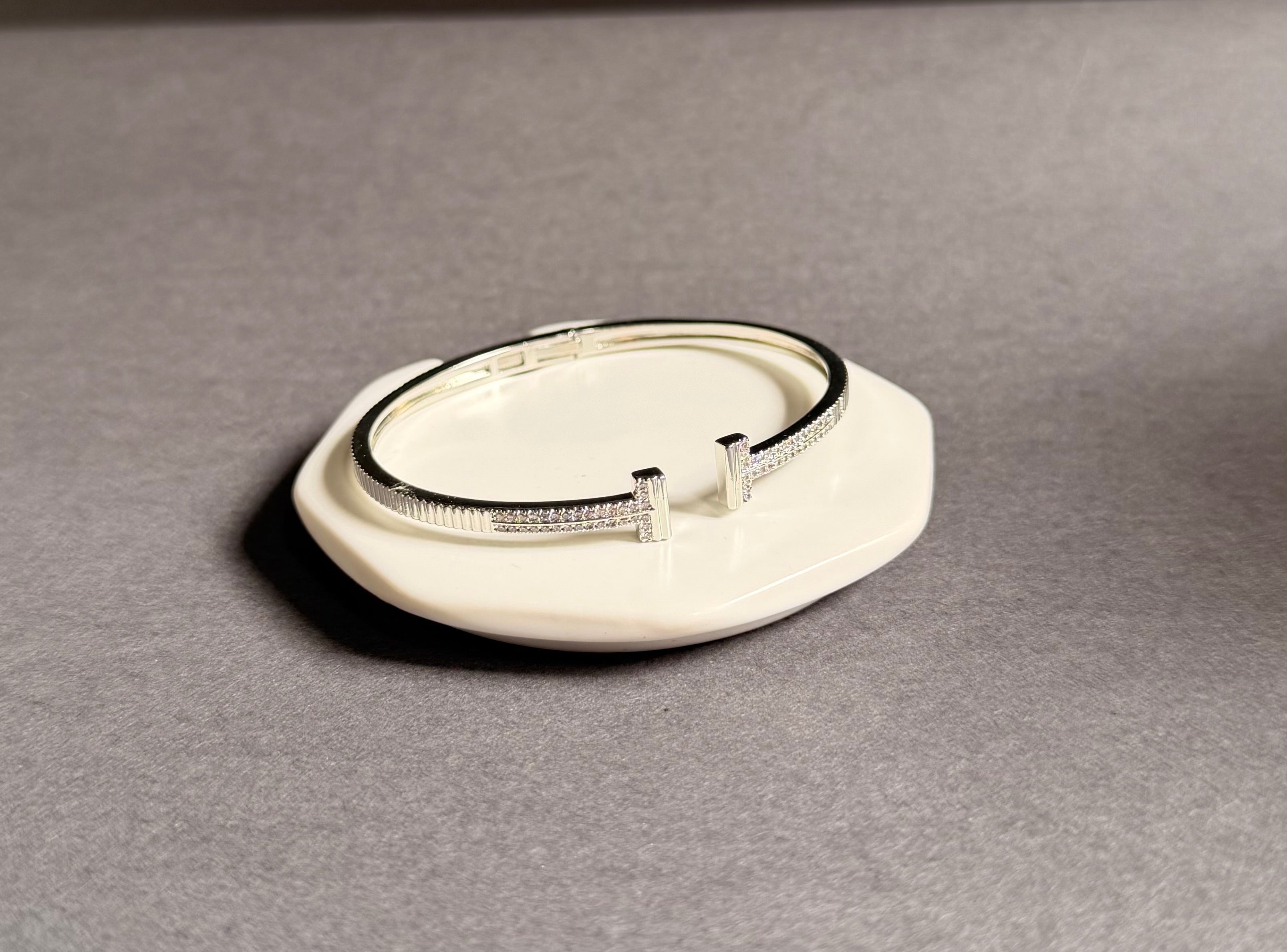 T style studded silver cuff