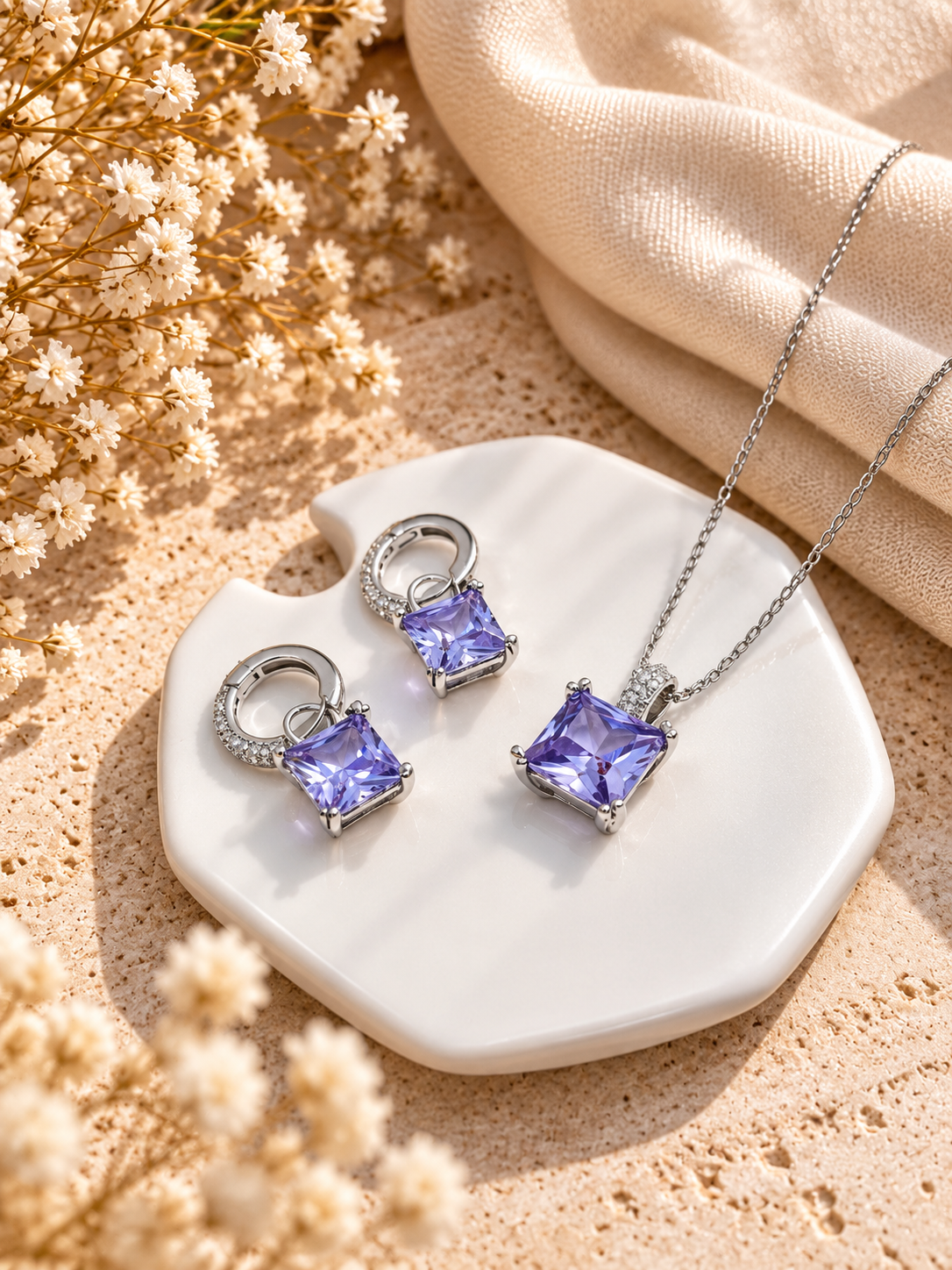 Violetta Lavender Crystal Jewellery Set