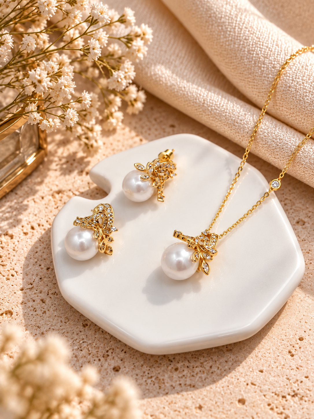 Elara Pearl Bloom Jewellery Set