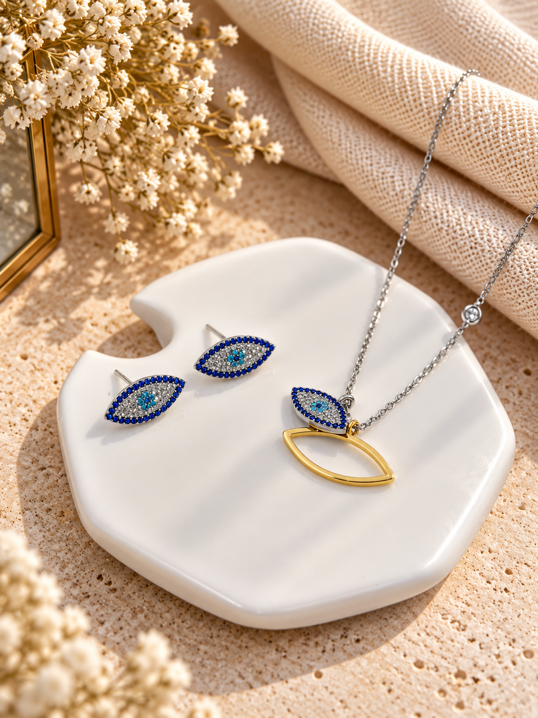 Azure Evil Eye Duo Jewellery Set