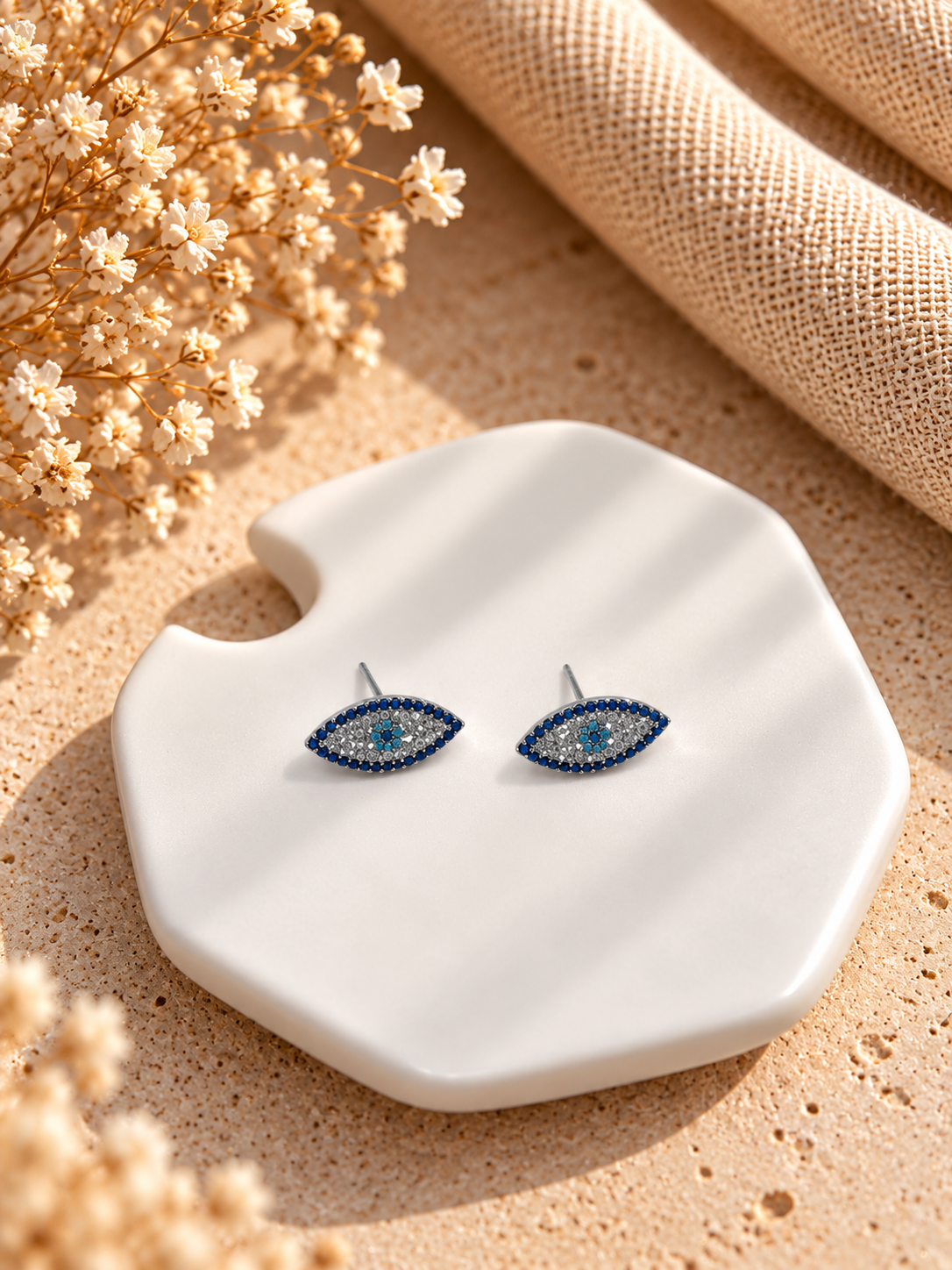 Azure Gaze Evil Eye Stud Earrings