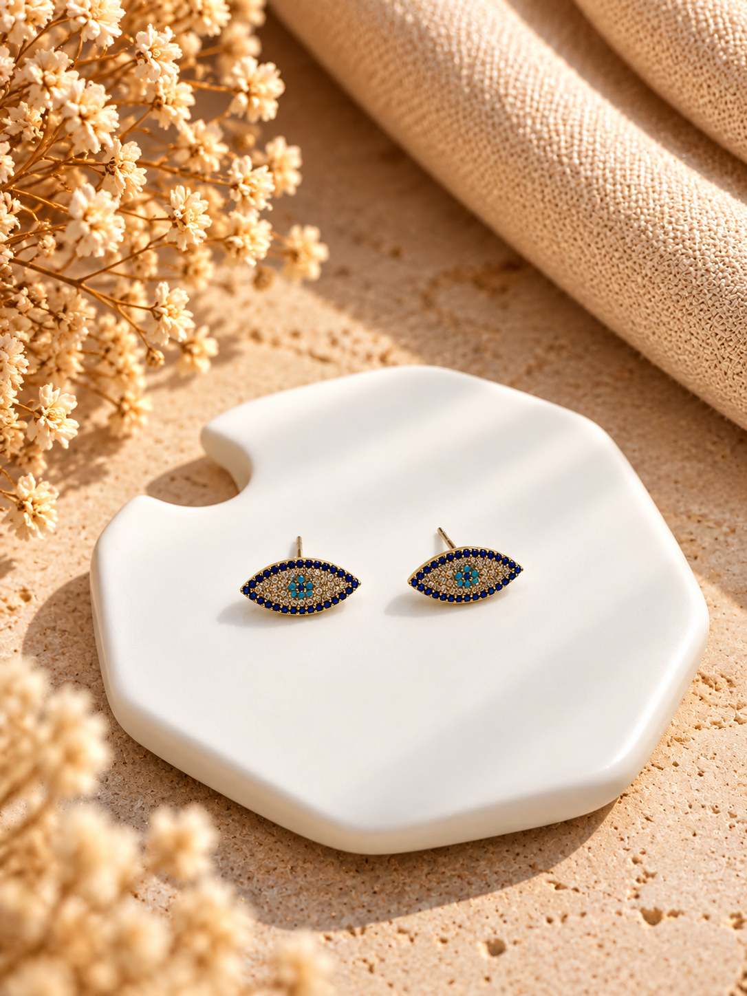 Blue Evil-Eye Stud Earrings