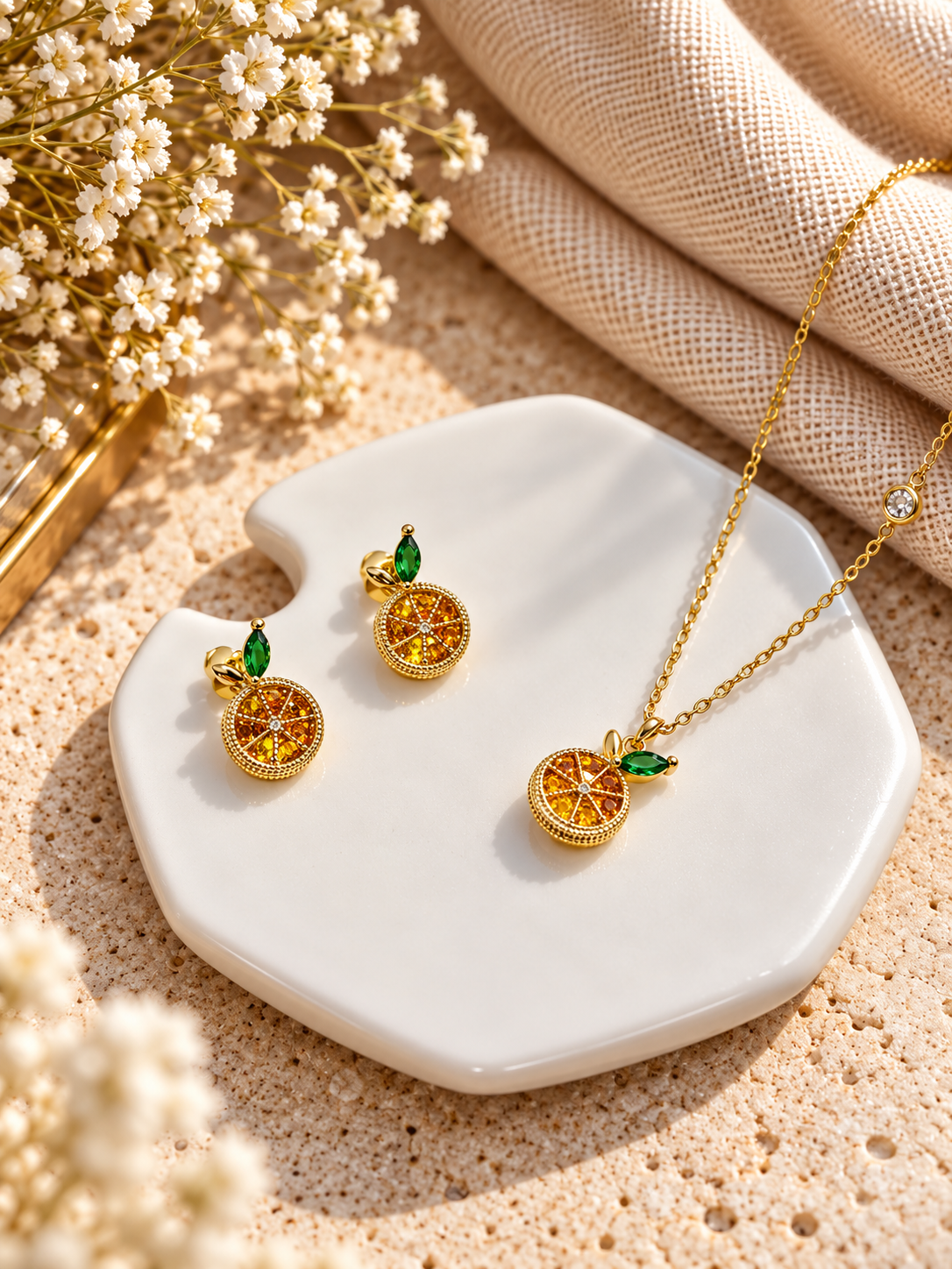 Citrus Charm Orange Slice Jewellery Set