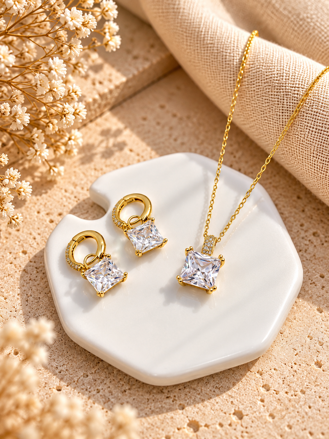 Celeste Square Crystal Jewellery Set