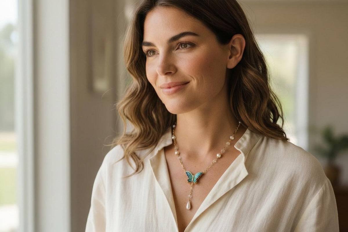 Turquoise Butterfly Centerpiece Necklace