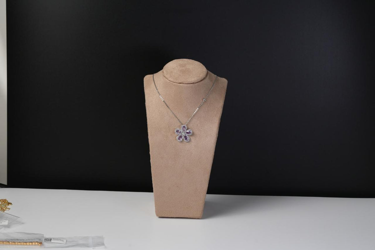 Purple Floral Pendant Necklace