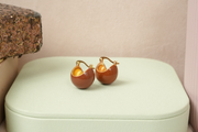 Brown Bucket Enamel Hoop Earrings