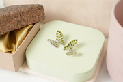 Green Butterfly Shaped Stud Earrings
