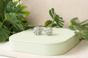 Silver Geometric Sphere Statement Hoop Earrings