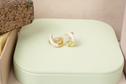 White Crisscross Design Stud Earrings