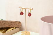 Red Crystal Pearl Drop Hoops
