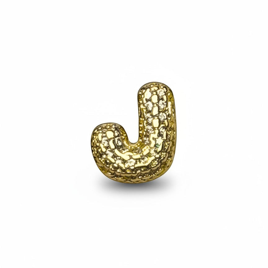 Daga-accessories gold-tone letter J pendant charm with a unique textured finish for necklaces or bracelets