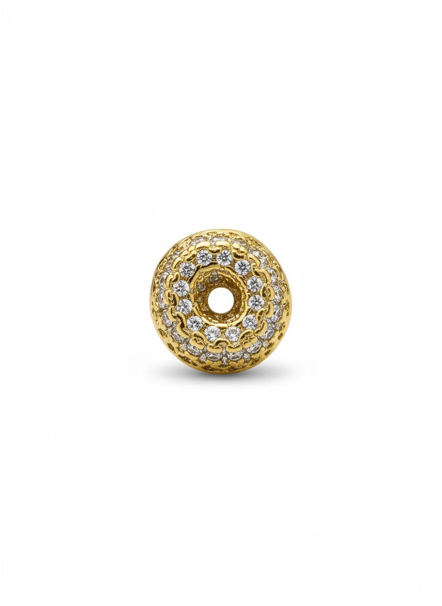 Daga-accessories gold-tone round charm bead with pavé-style crystal detailing for bracelets and necklaces