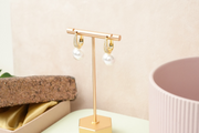 White Crystal Pearl Drop Hoops