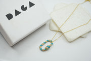 Blue Oval Pendant Necklace