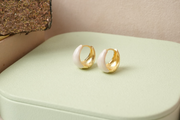 Classic White Enamel Hoop Earrings