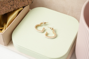 White Heart Shaped Hoop Earrings
