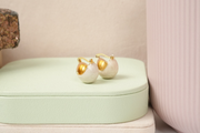 Ivory Bucket Enamel Hoop Earrings