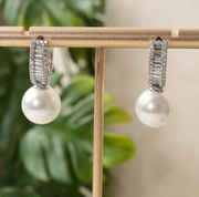 Silver Crystal Loop Pearl Drops