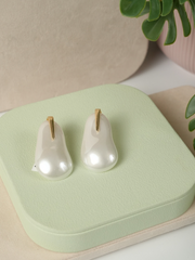 White Sculptural Resin Pebble Earrings