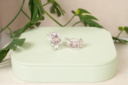 Pink Stone Cube Hoops