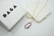 Purple Oval Pendant Necklace