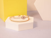RoseGold Dainty Evil Eye Embellished Open Cuff Bracelet