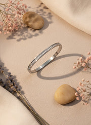 Silver Square Stone S Studded Bangle Bracelet