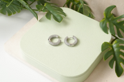 Silver Pave Set Hoop Earrings
