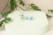 Aquamarine Cube Hoops